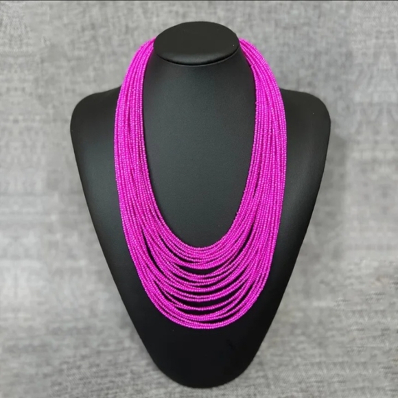 Jewelry - Women Magenta Purple Multilayered Fashion Long Necklace